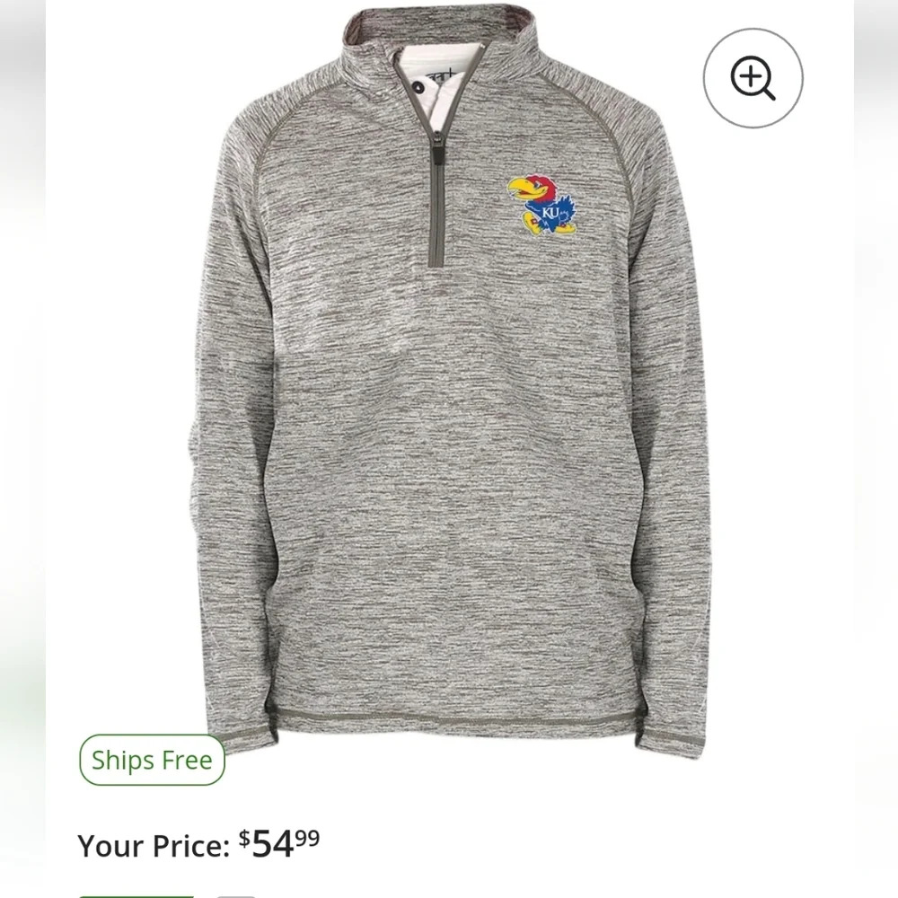 University of Kansas jayhawks youth matthew raglan track jacket quarter zip gray